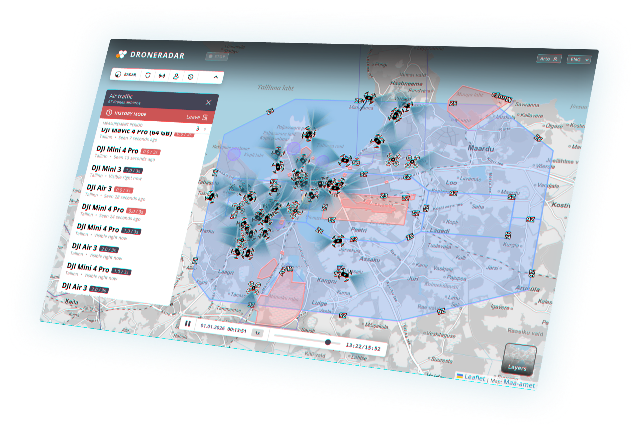 Droneradar map interface